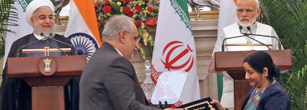 Tehran, Delhi Sign 15 Major Deals