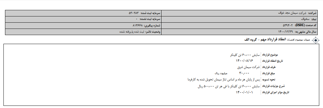 انعقاد قرار داد مهم 