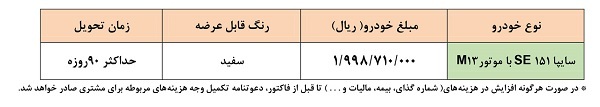 آغاز طرح فروش فوق العاده سایپا با قیمت ۱۹۹.۸ میلیونی از ساعت ۱۴ امروز
