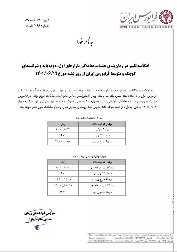 فرابورس ساعت معاملات را نیم ساعت افزایش داد