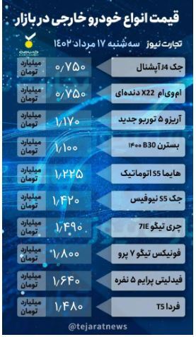 قیمت خودرو امروز ۱۷ مرداد ۱۴۰۲/ انجماد بازار در میانه تابستان