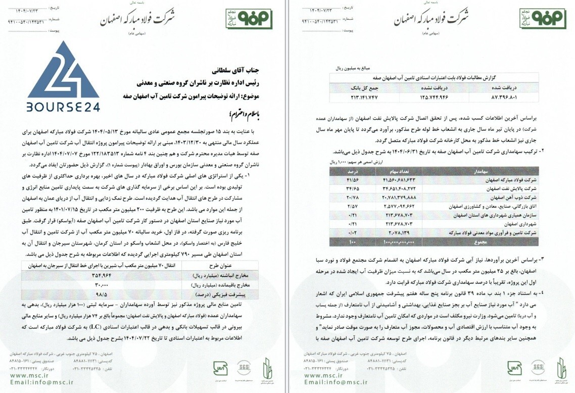 انتقال ۲۰۰  میلیون متر مکعب آب برای نجات صنایع مرکزی کشور